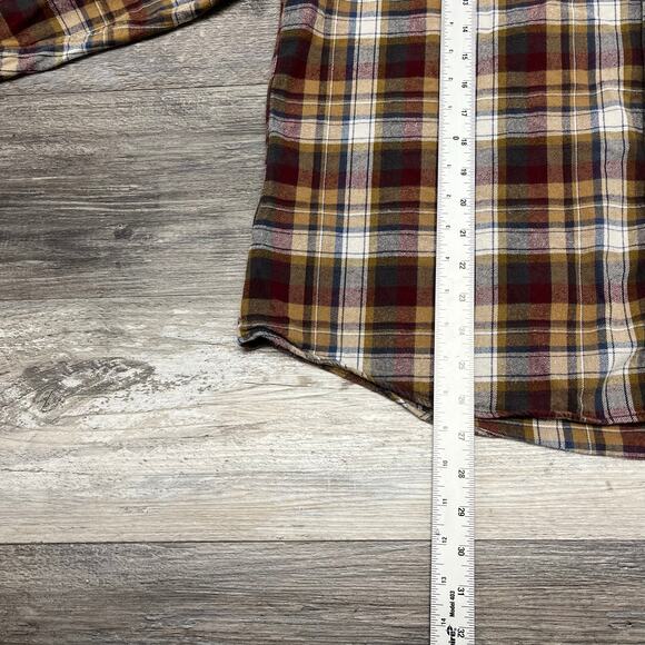 Eddie Bauer Red Yellow Tartan Plaid Mens 2XL Long Sleeve Flannel Button Up Shirt - Picture 7 of 10